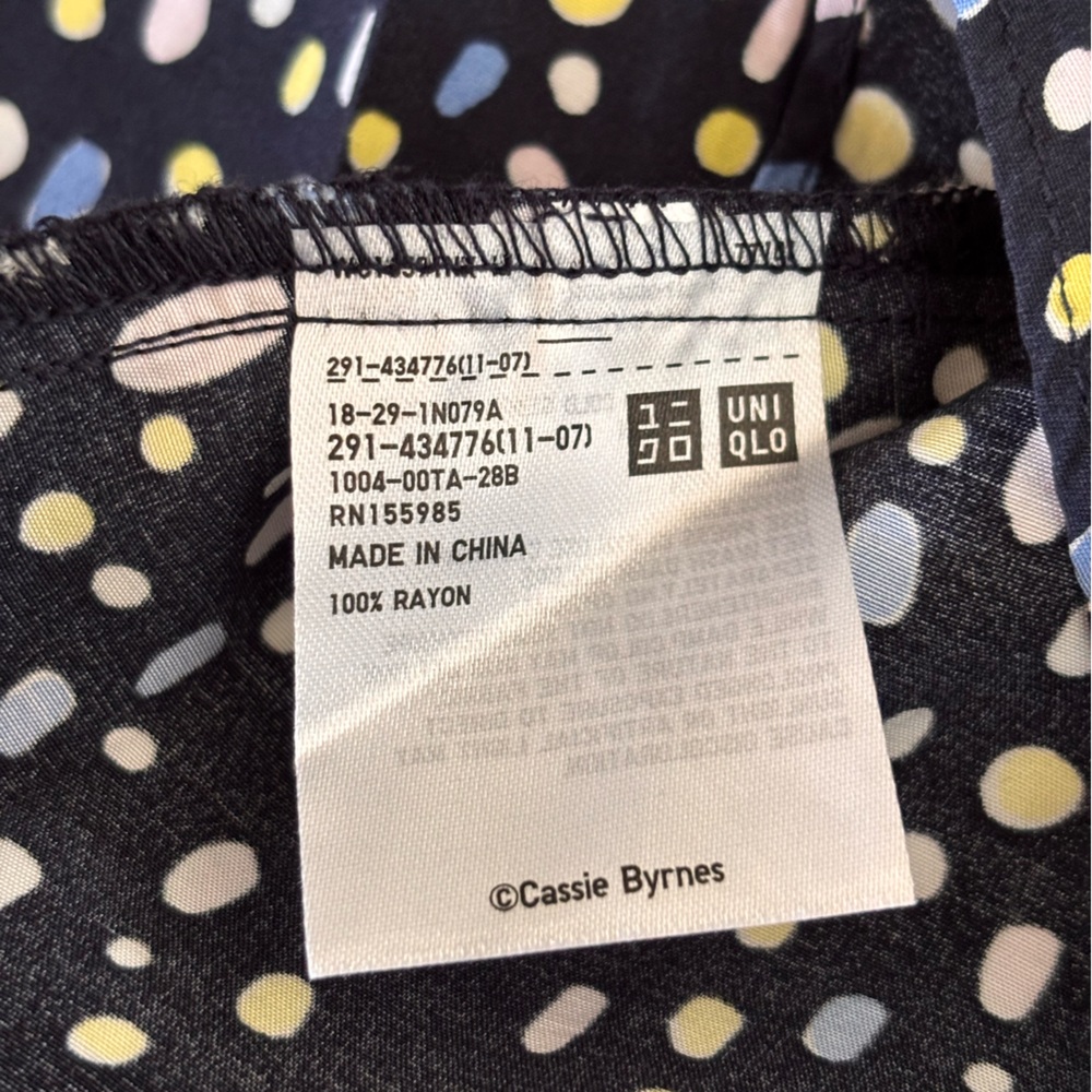 UNIQLO Cassie Byrnes Navy Abstract Print Camisole Dress Spaghetti Strap M NWT - Picture 4 of 9